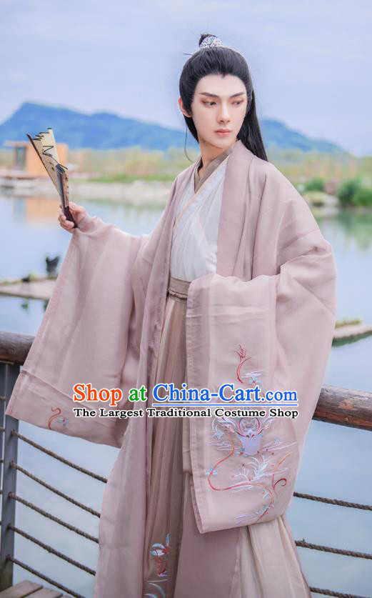 Chinese Traditional Hanfu Clothing Ancient Jin Dynasty Swordsman Embroidered Historical Costume for Men