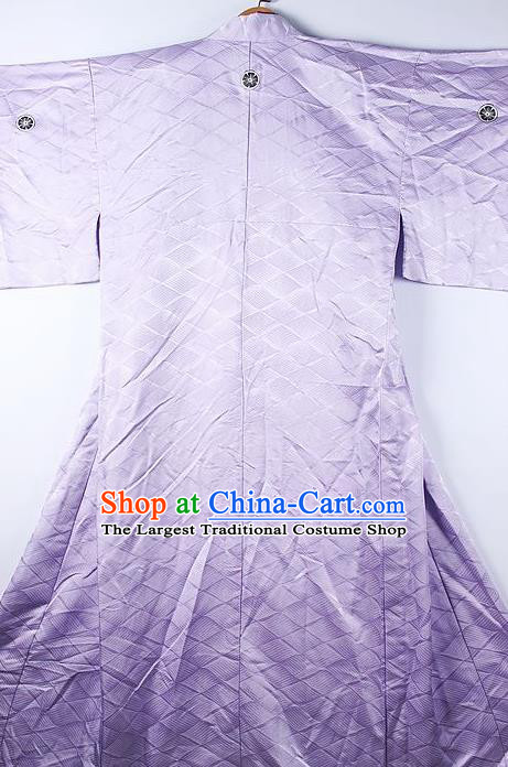 Asian Japanese Ceremony Classical Pattern Lilac Kimono Traditional Japan National Yukata Costume for Men