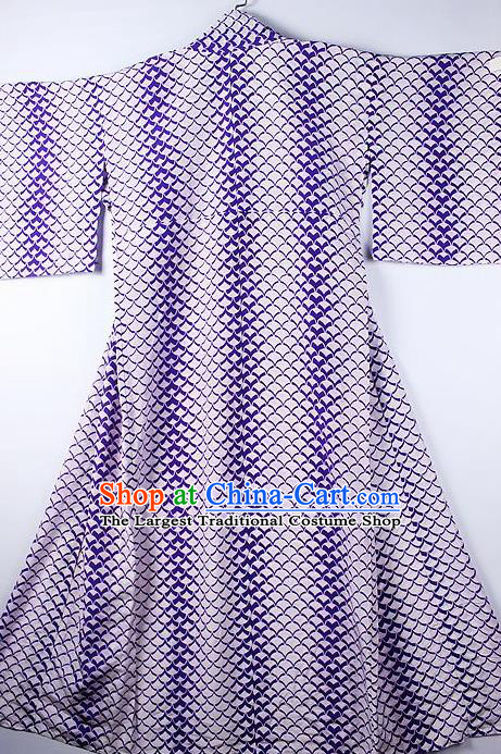 Asian Japanese Ceremony Clothing Classical Pattern Purple Kimono Traditional Japan National Yukata Costume for Men