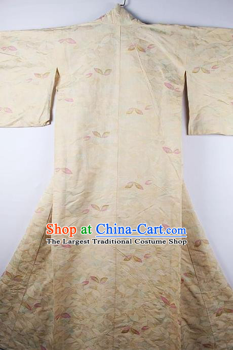 Asian Japanese Ceremony Clothing Classical Pattern Yellow Kimono Traditional Japan National Yukata Costume for Men