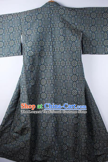 Asian Japanese Ceremony Clothing Classical Pattern Navy Kimono Traditional Japan National Yukata Costume for Men