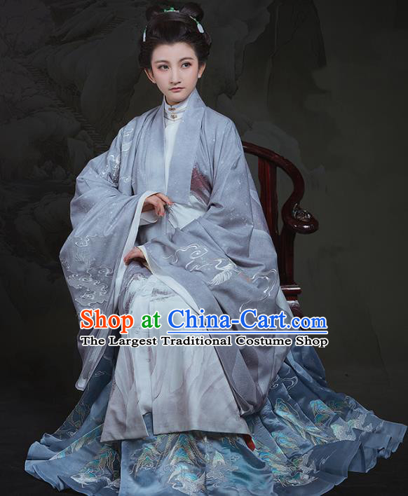 Chinese Ancient Ming Dynasty Nobility Dowager Hanfu Dress Traditional Court Countess Embroidered Replica Costume for Women