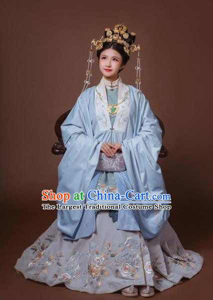 Chinese Ancient Ming Dynasty Imperial Empress Hanfu Dress Traditional Court Queen Embroidered Replica Costume for Women