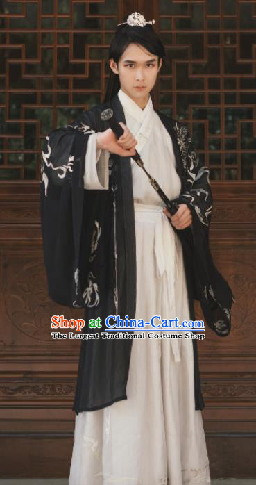 Chinese Ancient Jin Dynasty Swordsman Hanfu Clothing Traditional Palace Prince Embroidered Replica Costume for Men