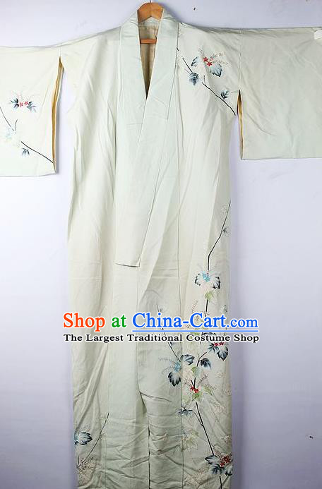 Asian Japanese Ceremony Clothing Classical Petunia Pattern Light Green Kimono Traditional Japan National Yukata Costume for Men