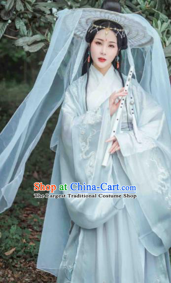 Ancient Chinese Jin Dynasty Imperial Consort Hanfu Dress Traditional Swordswoman Replica Costume for Women