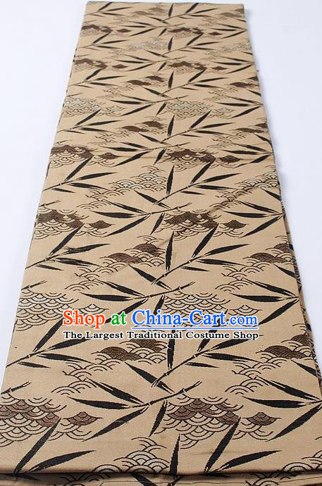 Japanese Classical Bamboo Leaf Pattern Khaki Waistband Kimono Accessories Asian Traditional Yukata Brocade Belt for Women