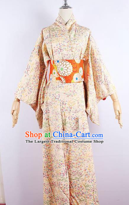 Asian Japanese Ceremony Printing Cherry Blossom Kimono Dress Traditional Japan Yukata Costume for Women