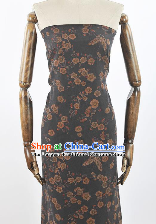 Chinese Traditional Wintersweet Pattern Design Navy Gambiered Guangdong Gauze Asian Brocade Silk Fabric