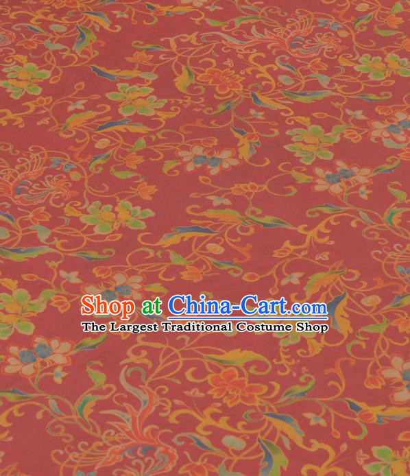 Chinese Classical Phoenix Peony Pattern Design Red Gambiered Guangdong Gauze Traditional Asian Brocade Silk Fabric