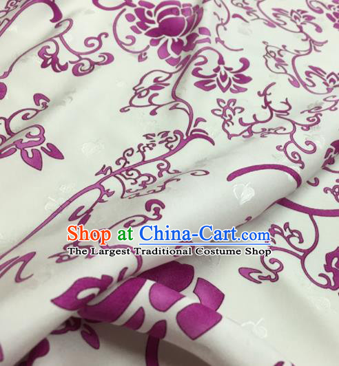 Asian Chinese Classical Pattern White Brocade Satin Drapery Traditional Cheongsam Brocade Silk Fabric