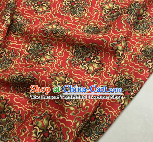 Asian Chinese Classical Totem Pattern Red Brocade Satin Drapery Traditional Cheongsam Brocade Silk Fabric