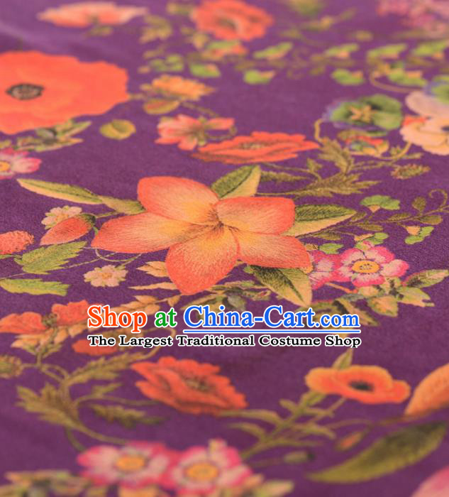 Asian Chinese Classical Pattern Purple Gambiered Guangdong Gauze Traditional Cheongsam Brocade Silk Fabric