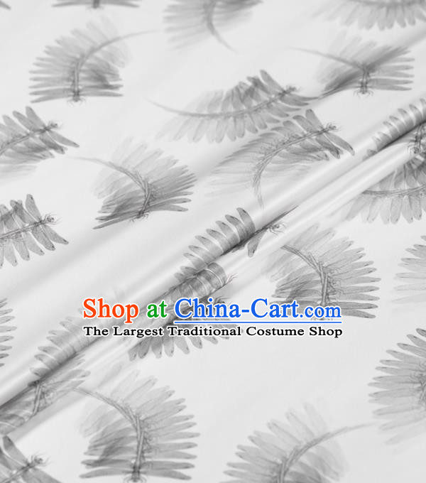 Asian Chinese Classical Pattern White Gambiered Guangdong Gauze Traditional Cheongsam Brocade Silk Fabric