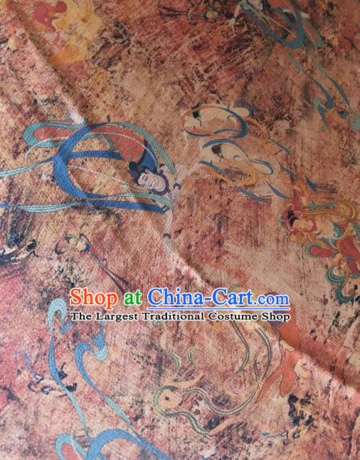 Asian Chinese Classical Bodhisattva Pattern Satin Drapery Gambiered Guangdong Gauze Brocade Traditional Cheongsam Brocade Silk Fabric