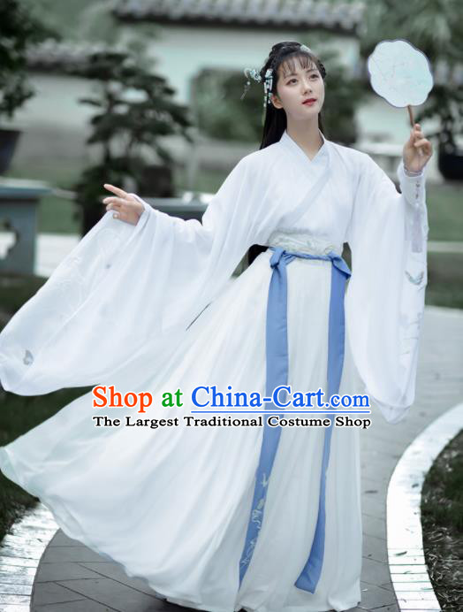 Chinese Ancient Embroidered Hanfu Dress Antique Traditional Jin Dynasty Nobility Lady Historical Costume for Women