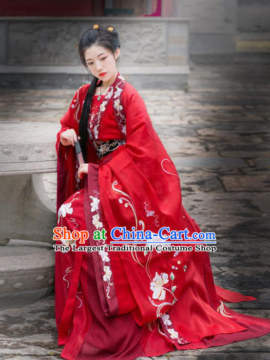 Chinese Ancient Tang Dynasty Wedding Red Hanfu Dress Antique Traditional Court Princess Historical Costume for Women