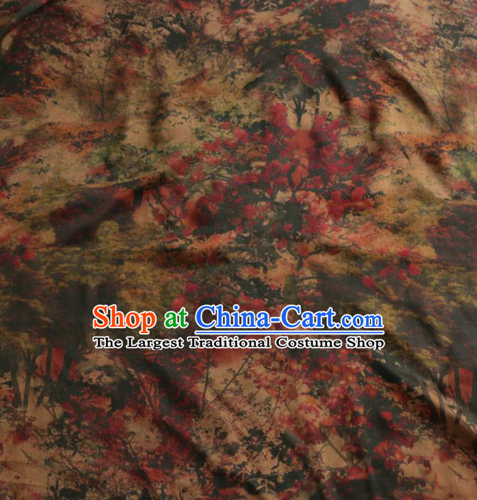 Asian Chinese Classical Red Plum Pattern Gambiered Guangdong Gauze Satin Drapery Brocade Traditional Cheongsam Brocade Silk Fabric