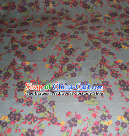 Asian Chinese Cheongsam Classical Plum Pattern Grey Gambiered Guangdong Gauze Satin Drapery Brocade Traditional Brocade Silk Fabric