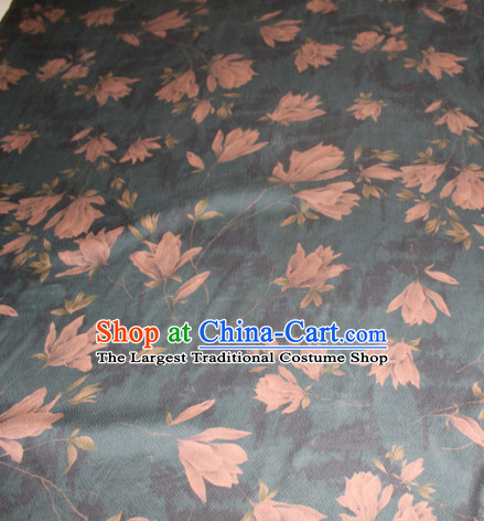 Asian Chinese Cheongsam Classical Yulan Magnolia Pattern Olive Green Gambiered Guangdong Gauze Satin Drapery Brocade Traditional Brocade Silk Fabric