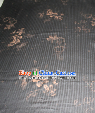 Chinese Traditional Cheongsam Classical Pattern Deep Grey Gambiered Guangdong Gauze Asian Satin Drapery Brocade Silk Fabric