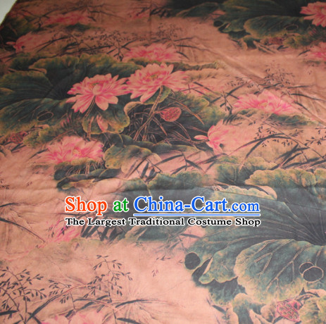 Chinese Traditional Cheongsam Classical Lotus Pattern Khaki Gambiered Guangdong Gauze Asian Satin Drapery Brocade Silk Fabric