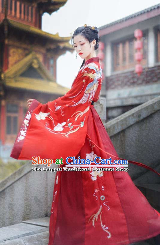 Chinese Ancient Wedding Red Hanfu Dress Antique Traditional Tang Dynasty Court Princess Historical Costume for Women