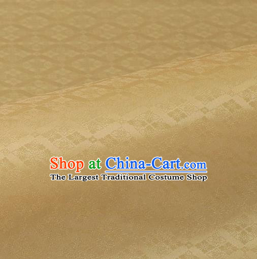 Japanese Traditional Kimono Classical Rhomboids Pattern Light Golden Brocade Damask Asian Japan Nishijin Satin Drapery Silk Fabric