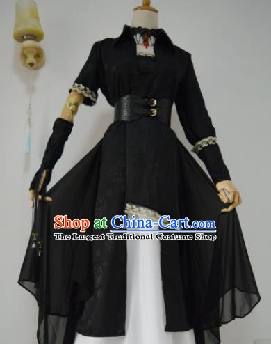 Chinese Cosplay Swordswoman Costume Ancient Female Assassin Black Dress for Women