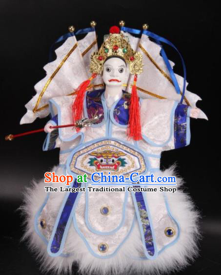 Traditional Chinese Handmade White Armor Takefu Puppet Marionette Puppets String Puppet Wooden Image Arts Collectibles