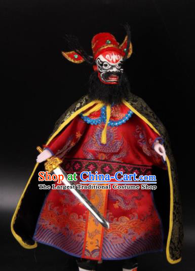 Traditional Chinese Handmade Red Clothing Zhong Kui Puppet Marionette Puppets String Puppet Wooden Image Arts Collectibles