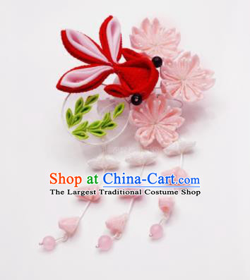 Japanese Traditional Hair Accessories Asian Japan Geisha Goldfish Sakura Tassel Hairpins for Women