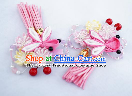 Asian Japan Traditional Geisha Pink Goldfish Tassel Hair Claw Japanese Kimono Hair Accessories for Women