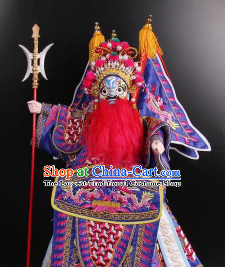 Traditional Chinese Handmade Purple Clothing General Puppet Marionette Puppets String Puppet Wooden Image Arts Collectibles