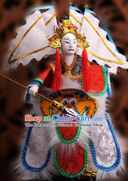 Traditional Chinese Handmade White Clothing Takefu Bai Qi Puppet Marionette Puppets String Puppet Wooden Image Arts Collectibles