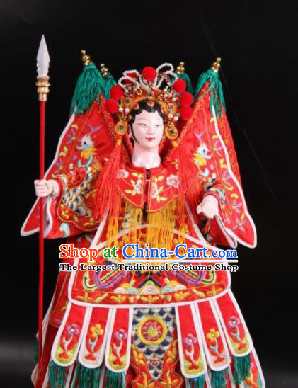 Traditional Chinese Handmade Female General Puppet Marionette Puppets String Puppet Wooden Image Arts Collectibles