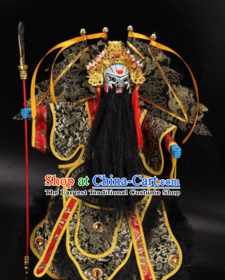 Traditional Chinese Handmade Black General Puppet Marionette Puppets String Puppet Wooden Image Arts Collectibles