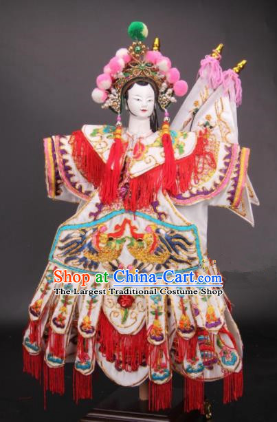 Traditional Chinese General Mu Guiying Marionette Puppets Handmade Puppet String Puppet Wooden Image Arts Collectibles