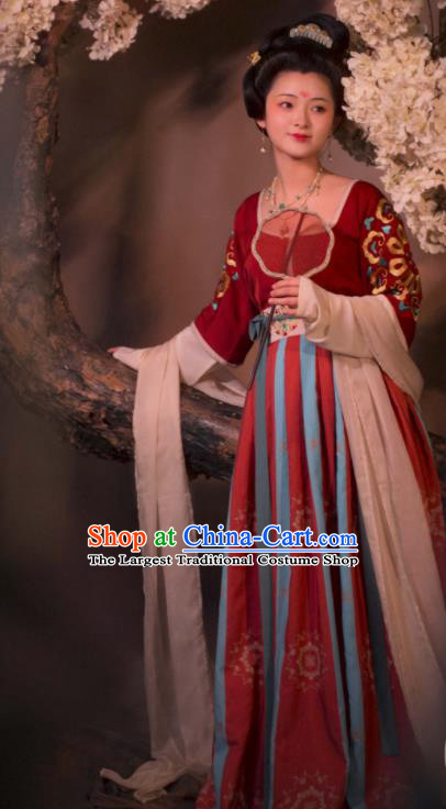 Chinese Traditional Tang Dynasty Court Concubine Hanfu Dress Ancient Imperial Consort Replica Costumes for Women