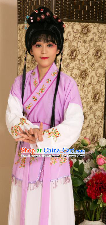 Traditional Chinese Handmade Beijing Opera Young Lady Purple Dress Ancient Maidservants Costumes for Women