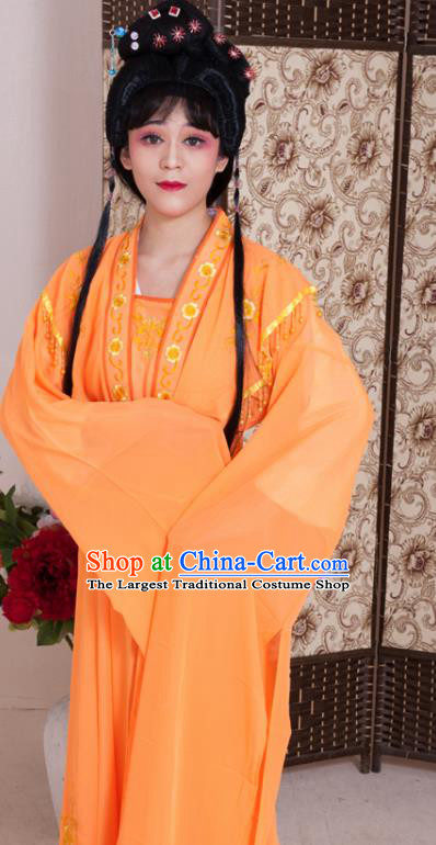 Handmade Traditional Chinese Beijing Opera Diva Orange Dress Ancient Nobility Lady Costumes for Women