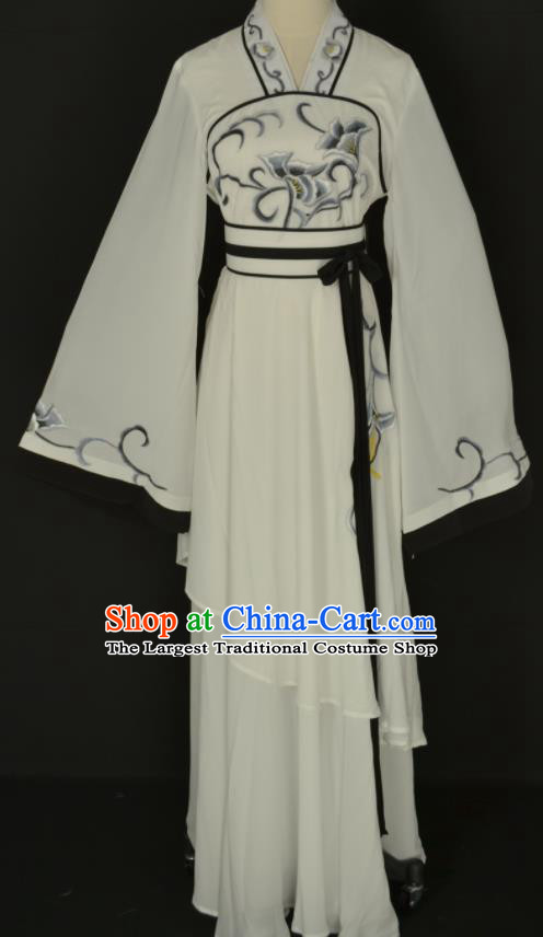 Handmade Traditional Chinese Beijing Opera Hua Tan White Dress Ancient Court Maid Costumes for Women