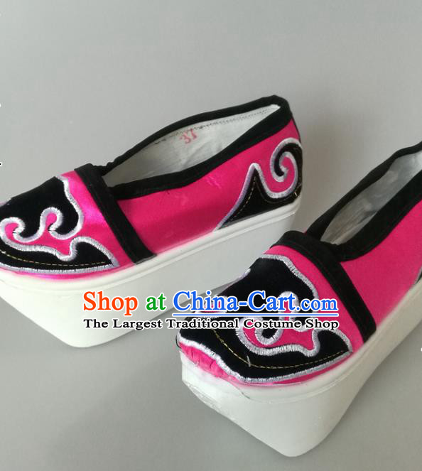 Traditional Chinese Beijing Opera Niche Rosy Shoes Handmade Ancient Scholar Hanfu Shoes for Men