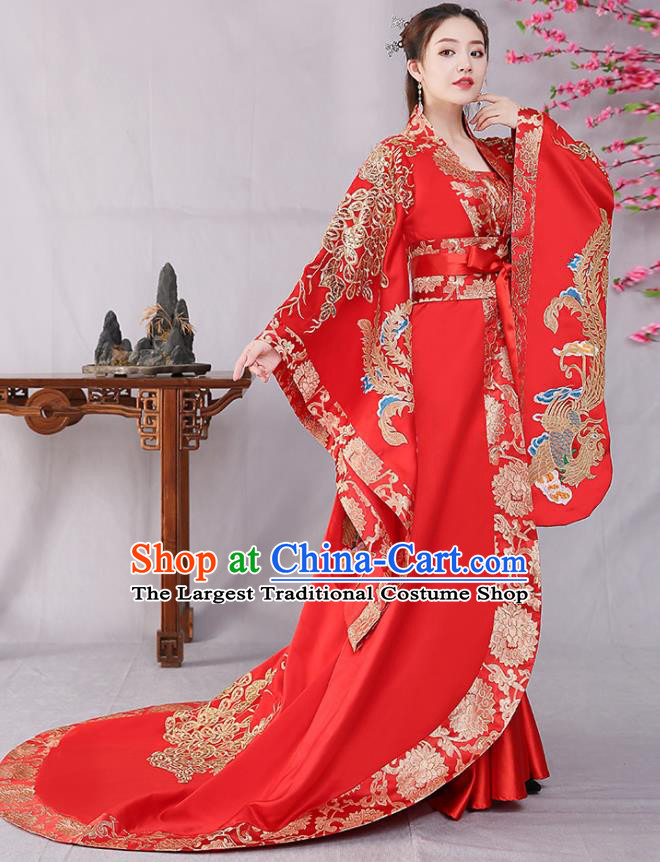 Traditional Chinese Tang Dynasty Court Wedding Red Hanfu Dress Ancient Drama Imperial Consort Replica Costumes for Women