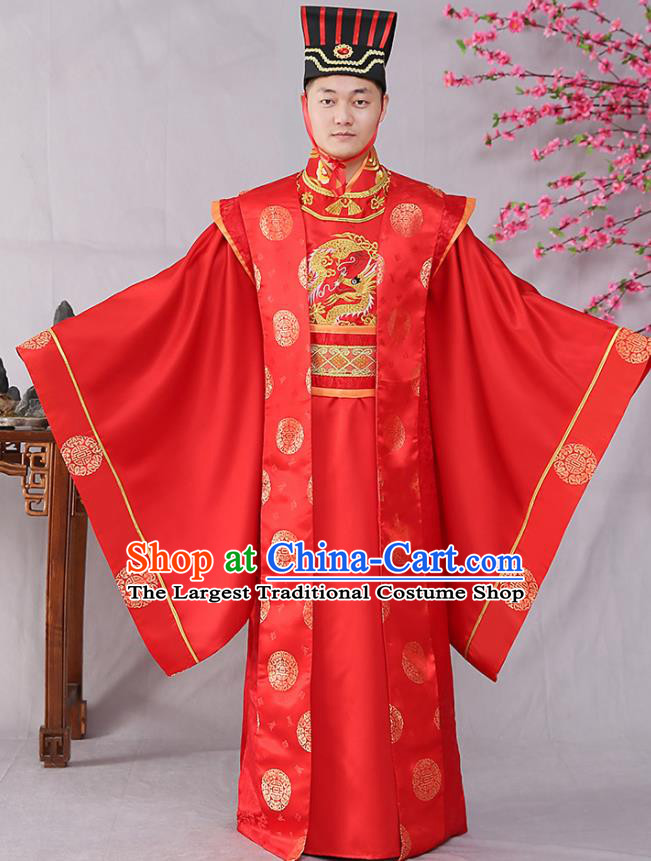 Traditional Chinese Tang Dynasty Prince Wedding Hanfu Clothing Ancient Drama Bridegroom Replica Costumes for Men