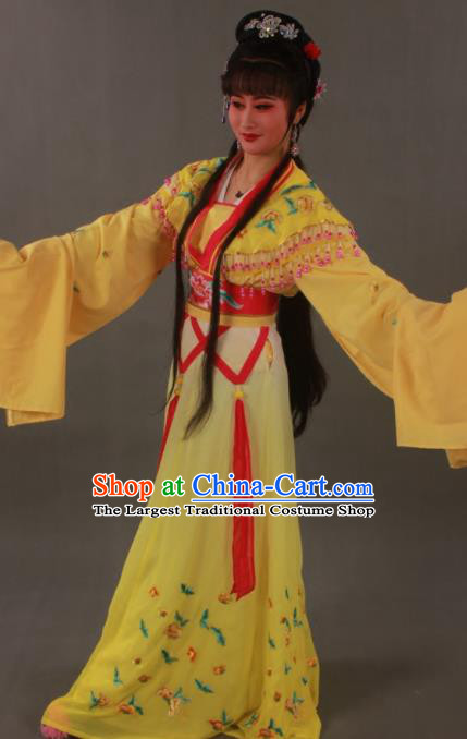 Traditional Chinese Peking Opera Actress Zhu Yingtai Yellow Dress Ancient Aristocratic Miss Costume for Women