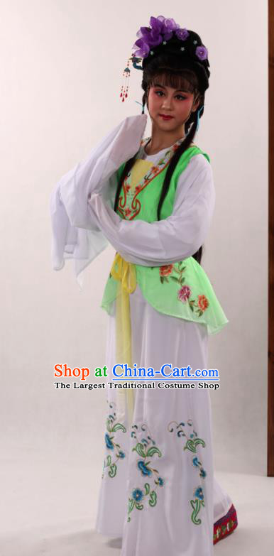 Traditional Chinese Peking Opera Maidservants Light Green Dress Ancient Servant Girl Costume for Women