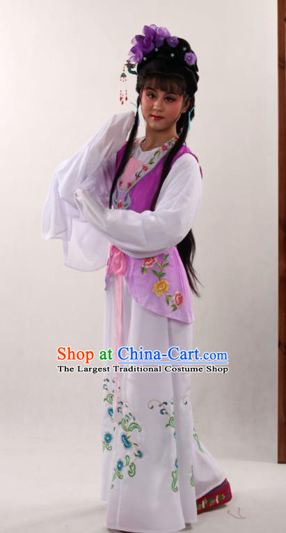 Traditional Chinese Peking Opera Maidservants Purple Dress Ancient Servant Girl Costume for Women