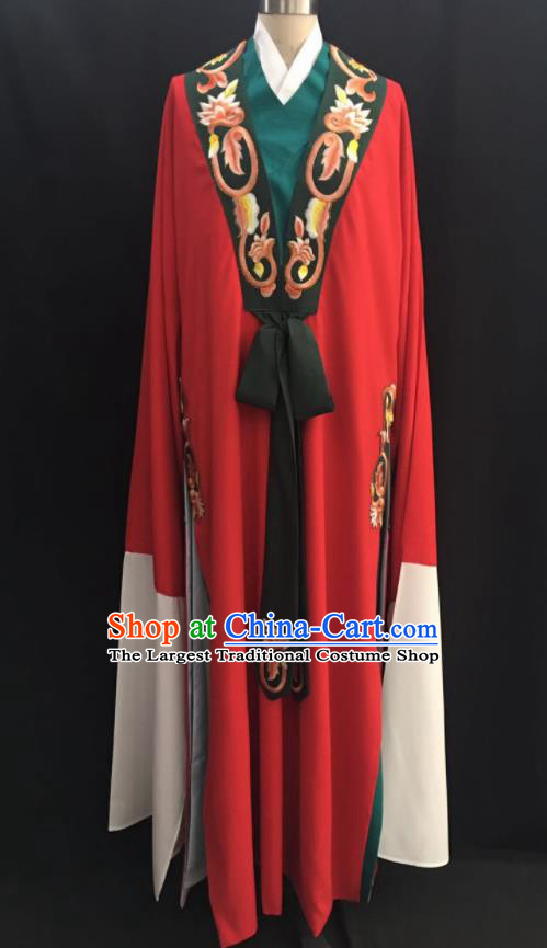 Traditional Chinese Huangmei Opera Niche Red Robe Ancient Romance of the Western Chamber Scholar Costume for Men