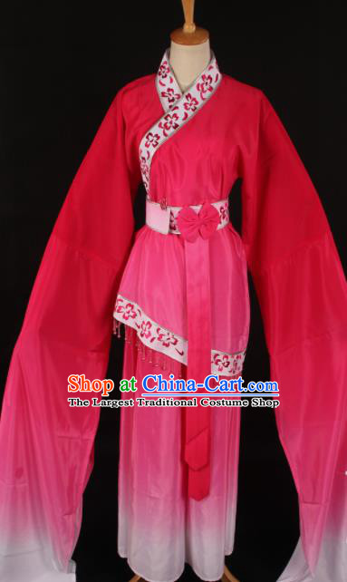 Chinese Traditional Shaoxing Opera Rosy Dress Ancient Peking Opera Maidservant Xi Shi Costume for Women